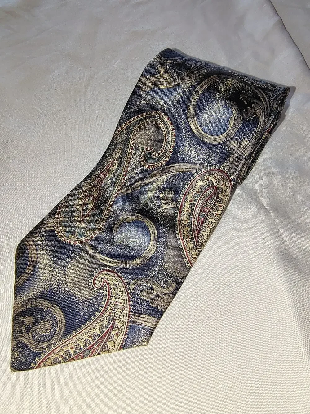 Vintage Henry Grethel Blue Paisley Silk extra Long Necktie